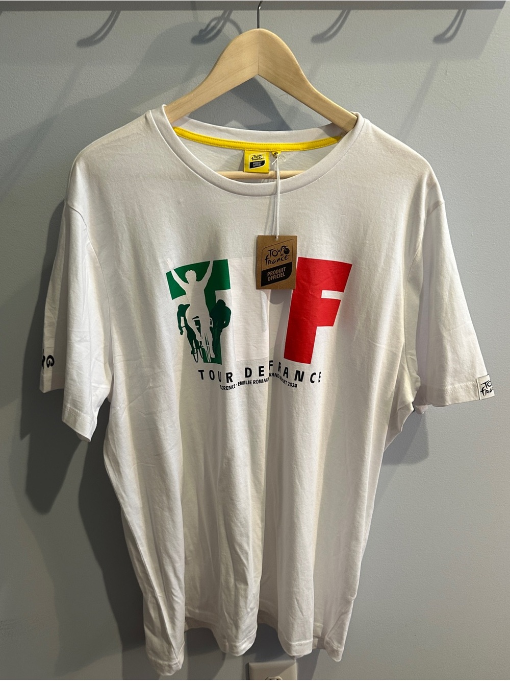 Tour de France White Graphic Tee with Green & Red Logo